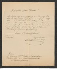 Nachlass Franz Steindachner, Brief von Vincenz Dorfmeister an Franz Steindachner (01.03.1878), Inv.Nr. 115.01, Seite 1